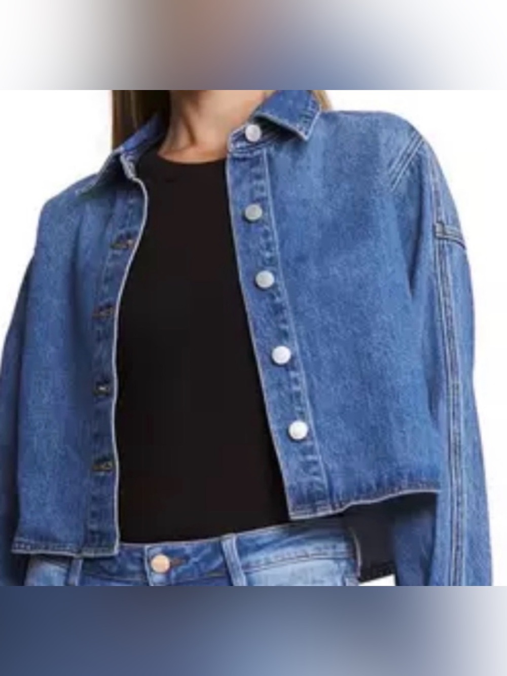 Zara Blue Denim Button-Down Shirt Jacket